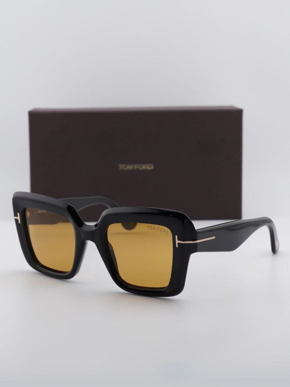 Tom Ford Esme FT1157 01E Square Sunglasses - Shiny Black / Brown